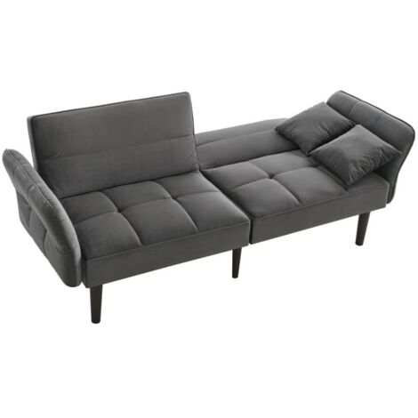 2-in-1 Verstellbares Schlafsofa – Zweisitzer mit Samtbezug, klappbaren Armlehnen & Schlaffunktion,ideal für kleine Räume