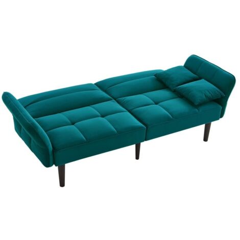 2-in-1 Verstellbares Schlafsofa – Zweisitzer mit Samtbezug, klappbaren Armlehnen & Schlaffunktion,ideal für kleine Räume