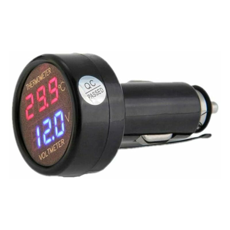 Hoopzi - 2 in 1 Voltmeter and Thermometer, Digital Display Car Battery Voltage Temperature Gauge Monitor Tester Meter, dc 12V 24V