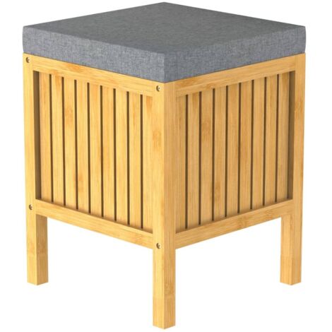 2-in-1 Wäschekorb mit Sitzkissen Bambus 39x39x52,5 cm EISL