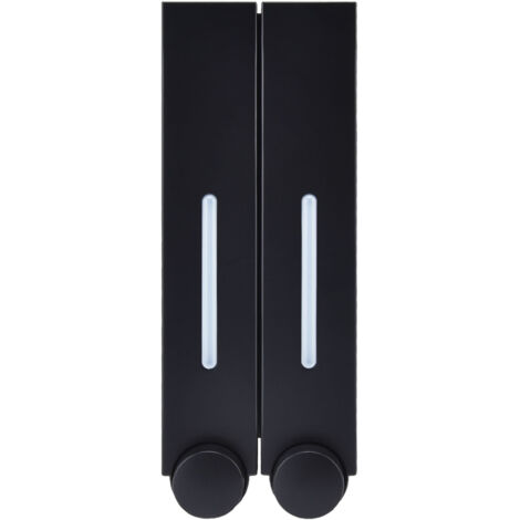 2-in-1 Wandseifenspender, 420 ml Fassungsvermögen, hygienisch und einfach zu installieren, für Badezimmer, Küche, Hotel, Fitnessstudio (doppelt schwarz)