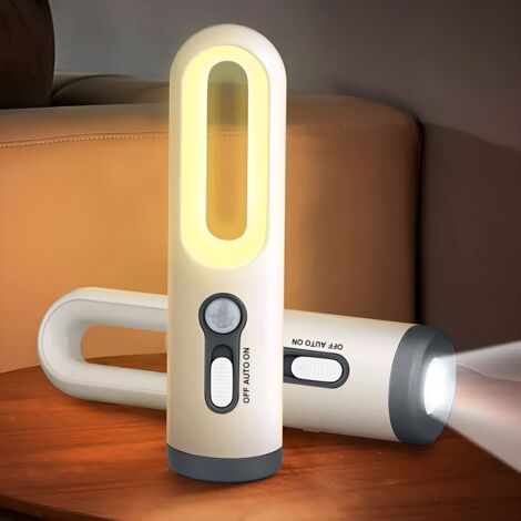 2-in-1 wiederaufladbare, bewegungsaktivierte Nachtleuchte, tragbare LED-Taschenlampe mit Dämmerungssensor für Schlafzimmer, Badezimmer usw.