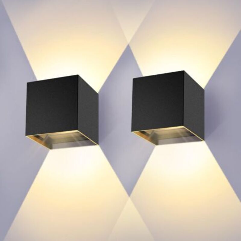 Image of 2 Indoor/Outdoor Wall Sconces, Black, Up&hellip;