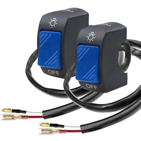 2 interruptores de manillar de motocicleta con botón de encendido para motocicletas U5, U7 y U2, scooters y bicicletas eléctricas - 7/8 pulgadas, 22 mm (azul)