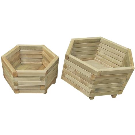 2 Jardinières Bois Pin Avec Pieds 60 et 50 cm. Aspect naturel, Très tendance. Jardin, Patio, Balcon