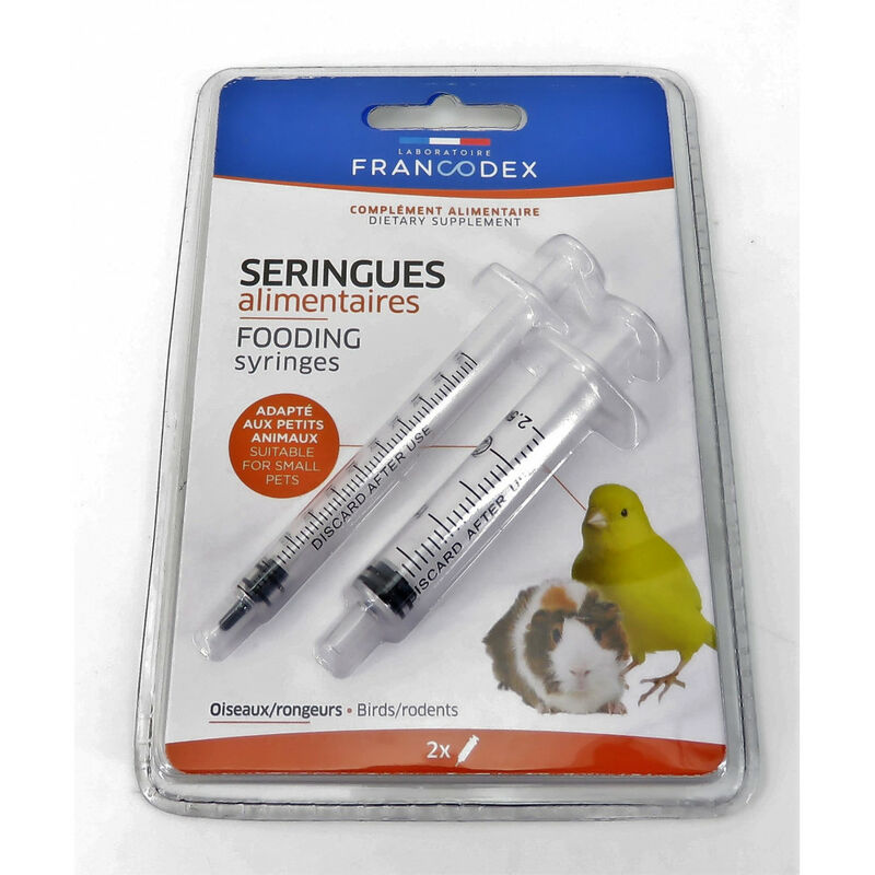 

2 jeringas de comida. para pájaros y roedores.