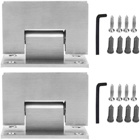 2 Jeux Charnières de Porte en Verre à 90 Degrés en Acier Inoxydable Collier de Porte de Douche pour Maison