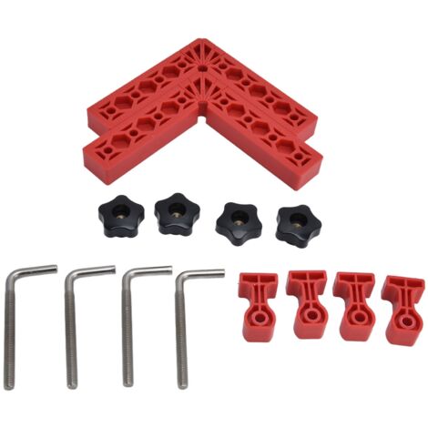 2 Jeux d'Équerres de Fixation à Angle Droit Ajustables pour Assemblage Bois (Rouge)