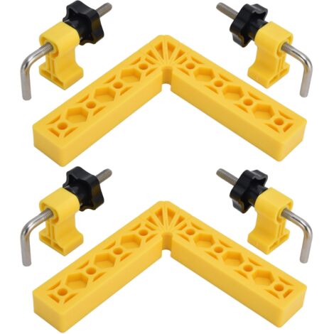 2 Jeux d'Équerres de Fixation L en Métal Réglables pour Assemblages à Angle Droit, Support pour Meubles en Bois (Couleur Jaune)