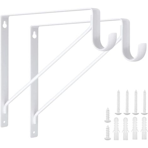 2 juegos de soportes de pared, capacidad de carga de 150 kg, ganchos para estantes, marco flotante de 90 grados, soporte de trípode, blanco