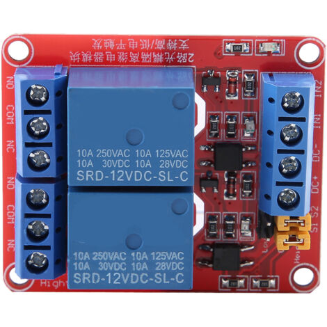 2-Kanal-Relaismodul mit isoliertem Optokoppler, High/Low-Pegel-Triggermodul (12 V)