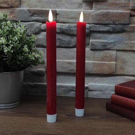 2 Kerzen Flamme 3D LED rotes Wachs
