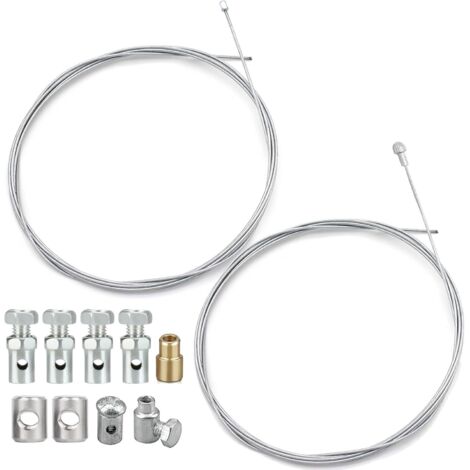 2 Kit 2 Mètres Réparation Universel Câble de Accélérateur Frein Embrayage avec 9 Raccords Ø1,5mm et Ø2,0mm pour Moto Vélo Scooter Cyclomoteur Tondeuse Débroussailleuse Durable et Facile à Installer