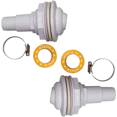 2 kit di getti di lavaggio controcorrente - Completi di raccordi, gruppo occhiello, morsetti, rondelle e nastro filettato in PTFE - Per piscine FibroPool e fuori terra