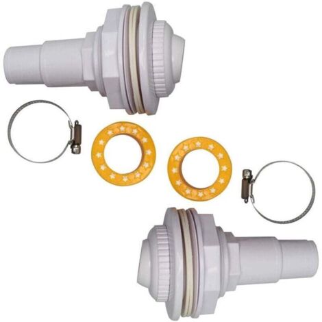 2 kits de jets de lavage à contre-courant - Complets avec raccords, assemblage de globe oculaire, colliers, rondelles et ruban fileté PTFE - Pour piscines FibroPool et piscines hors-sol
