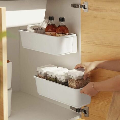 2 Küchenschrank-Korb-Organizer, herausschiebbare Kunststoff-Aufbewahrungsschubladen, unter der Spüle, Schrank-Organizer, Schiebeschublade für Küche, Badezimmer-Untertisch
