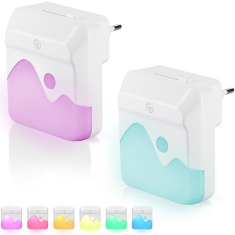 2 Lampade Notte Luce Notturna LED 3 Funzioni RGB Bianco Dimmerabile Crepuscolare