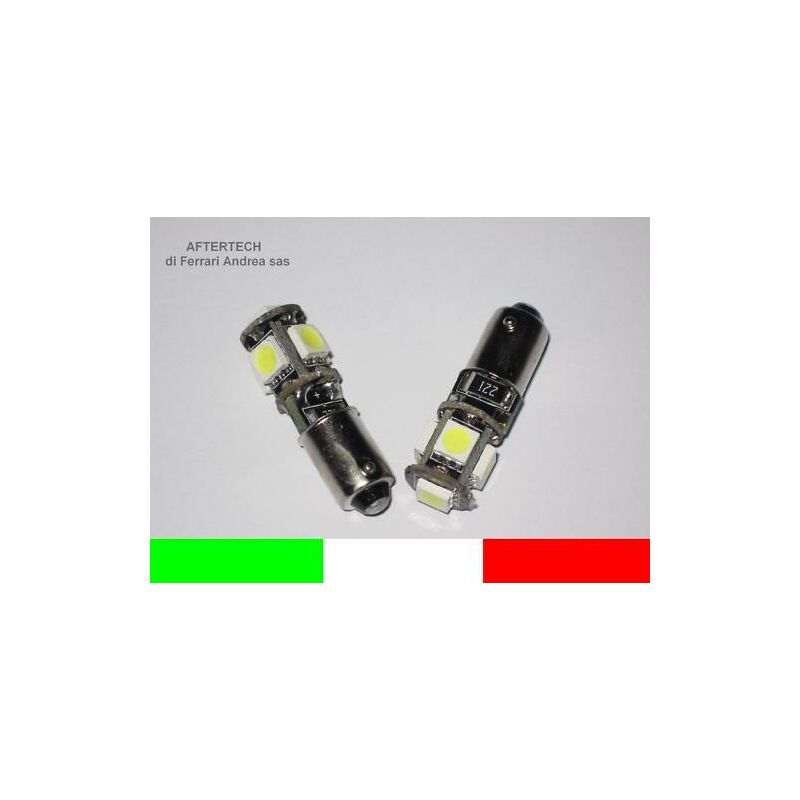 Image of Aftertech - 2 lampadine 5 led canbus BA9S piedi storti T4W QZ1