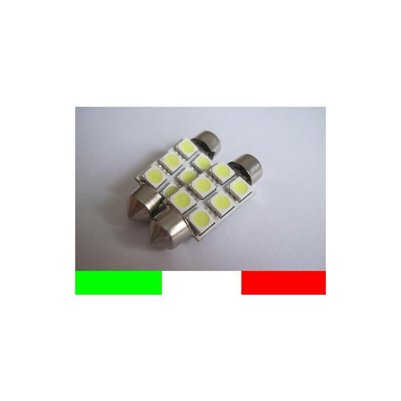Image of Aftertech - 2 lampadine 6 led SMD5050 siluro 39mm bianco 5000K K25