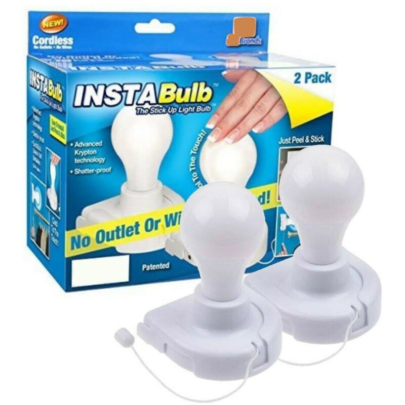 2 Lampadine Insta Bulb Lampadina a Batteria Con Filo Di Accensione e Spegnimento - - Trade Shop Traesio
