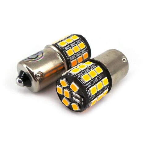 2 lampadine LED arancioni BA15S 12V CANBUS