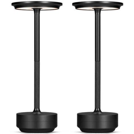2 lámparas de mesa inalámbricas de metal en forma de I con sensor táctil, lámpara de escritorio recargable con 3 colores regulables.