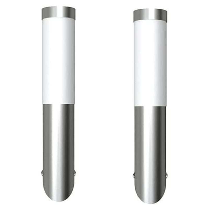 

2 Apliques de exterior, lámparas de pared, 6 x 36 cm - Plateado