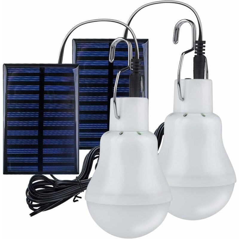 2 Lampe Camping Solaire Portable, Ampoule Solaire led Lampe Urgence Solaire Lumière Jardin Lanterne Éclairage Solaire avec Panneau Ampoule à Crochet