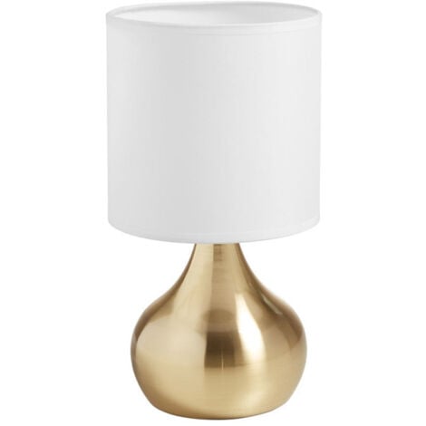 2 Lampes De Chevet Tactile Ida doré Abat-jour Blanc