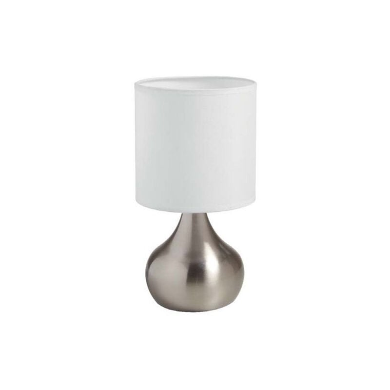 Millumine - 2 Lampes De Chevet Tactile Ida Chrome Mat Abat-jour Blanc