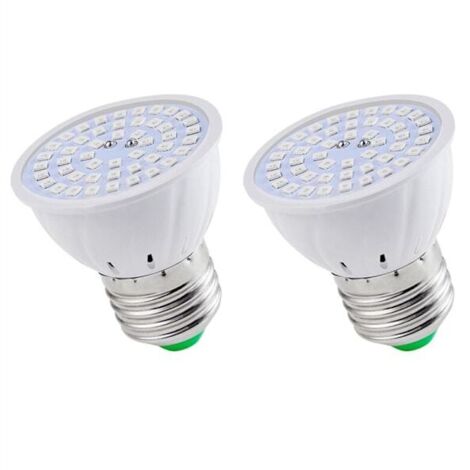 2 lampes de croissance LED E27 80 W à spectre complet pour la culture hydroponique d'intérieur, idéales pour les semis et les plantes.