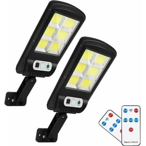 2 lampes LED télécommandées, lampadaire LED extérieur alimenté par l'énergie solaire, lampe murale de sécurité sans fil alimentée par l'énergie