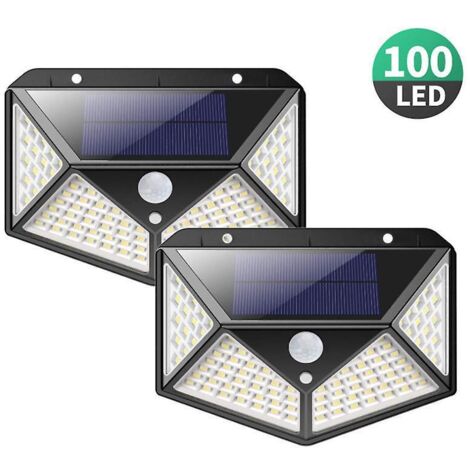 2 Lampes Murales D'extrieur Park Lampes Solaires D'extrieur Tanches  100 Led Avec 3 Modes D'clairage Sensibles Au Mouvement