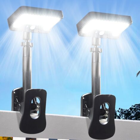 2 lampes solaires sans fil à pince, deux modes d'installation, 92 LED, étanchéité IP65, lumière blanche pour clôture