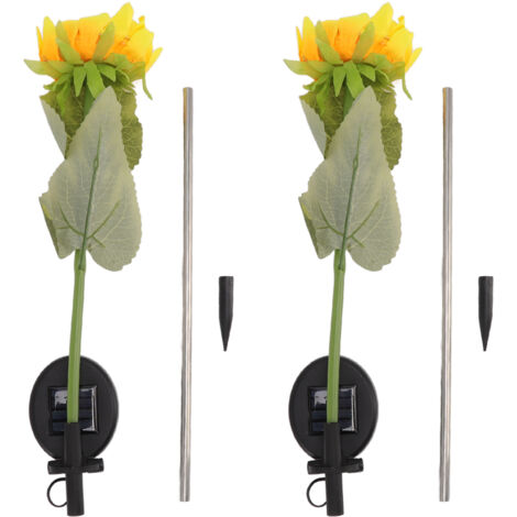2 lampes solaires Sunflower IP65 étanches, faible consommation d'énergie, lampes solaires décoratives LED en forme de fleurs pour jardin extérieur