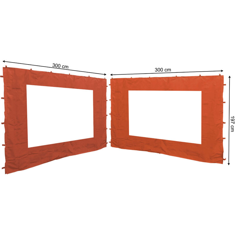 

2 Laterales para cenador Gazebo 300x197cm Pared Rojo-naranja