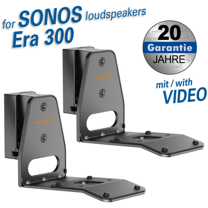 Mywall 2 Lautsprecherhalterungen Für Sonos Era 300 Lasten, 5 Kg, Inhalt, 2 Stück, Kipp- Und Drehbar, Schwarz