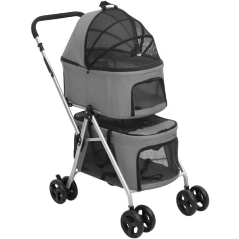 2-Layers Folding Dog Stroller Grey 83x48x97 cm Oxford Fabric vidaXL
