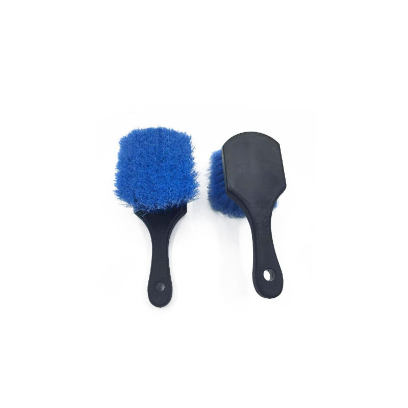 2 Le pinceau, la poignée en plastique noir, la brosse à lavage des pneus de roue artificielle bleu, la combinaison de la brosse