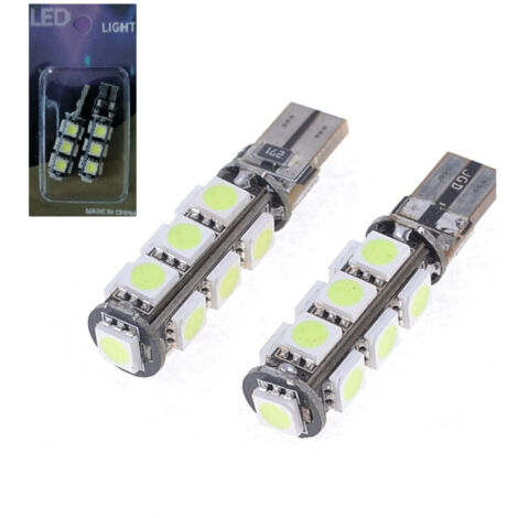 Комплект от 2 броя LED Лед Диодни Крушки За Габарит Т10 W5W 13 SMD 12V Бял Цвят Светлина Canbus - Error free Без грешки