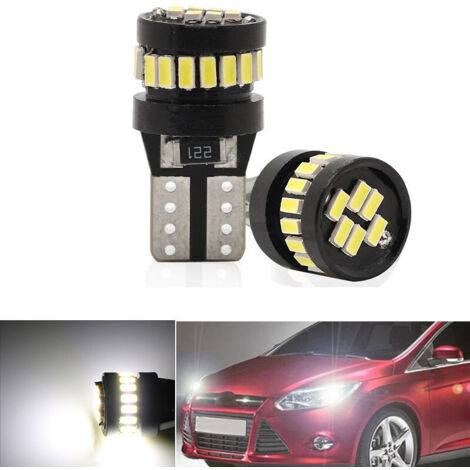 Комплект от 2 броя LED Лед Диодни Крушки За Габарит Т10 W5W 24 SMD 12V Canbus - Error free Без грешки Бяла Светлина в бл