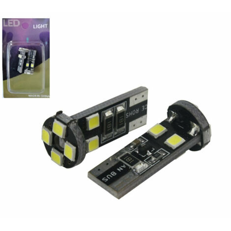 Комплкет от 2 броя LED Лед Диодни Крушки За Габарит Т10 W5W 8 SMD 12V Canbus - Error free Без грешки в Блистер