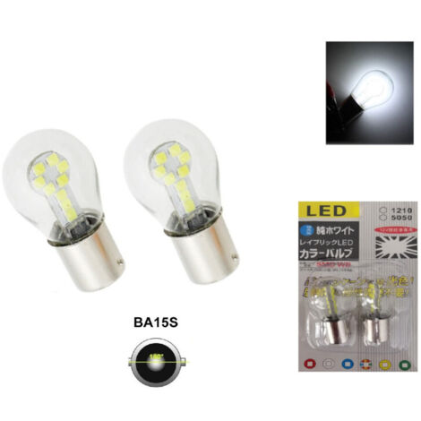 Комплект от 2 броя LED Лед Крушки 18 SMD, BA15S (P21W) 24V Бяла Бели в блистер