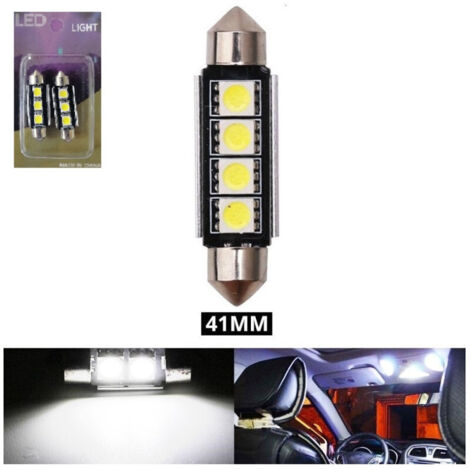 Комплект от 2 броя LED Лед Диодни Крушки 3 SMD 5050 41мм 12V Бяла Светлина Canbus Error Free Bez Грешки в блистер