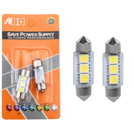 Комплект 2 бр. LED крушки C5W 31 mm, 3x SMD 5050, 6000–6500K бяла светлина – блистер
