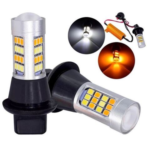 Комплект от 2броя LED диодни DRL дневни светлини с вграден мигач 12V 8W S25/1156/BA15S/P21W Can Bus без Грешки