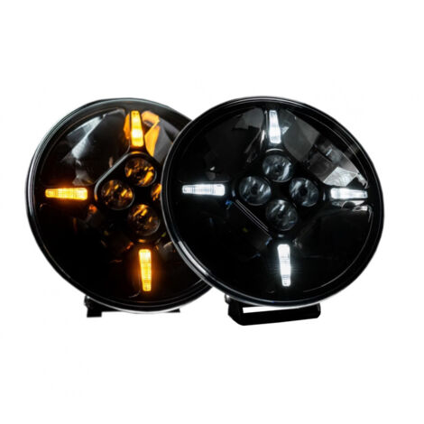 Комплект от 2 бр. LED Диодни Халогени, Фарове, с DRL, бяло-жълт цвят, Ø 218 мм, 12V-24V, 120W, За Джип, Камион, Трактор,