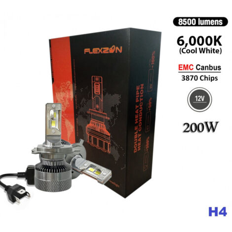 Комплект от 2 броя LED ЛЕД диодни крушки H4 Х4 12V 200W 17000lm за фарове Canbus без грешки 6000К къси/дълги