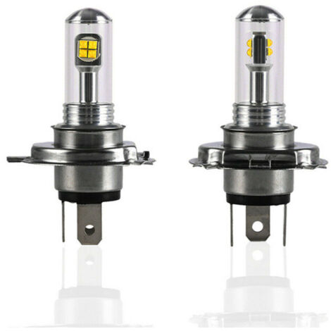 Комплект от 2 броя ЛЕД LED крушки за фарове H4 Х4 HS1 12V-24V Бели 6000k
