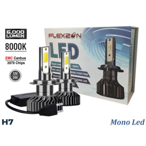 Комплект от 2бр Умалени Мини Лед Led Диодни Крушки H7 Х7 12V 50W 12000lm Mono LED +300% за Фарове Can Bus без грешки